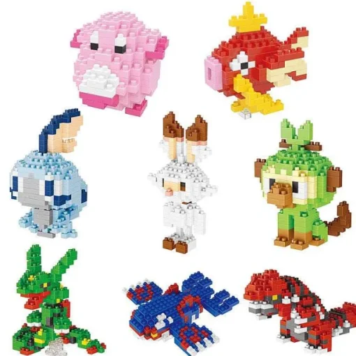 Pkm.store Pokemon Bausteine-Mini Pokemon Baustein Figuren: Groudon Kyogre Rayquaza Sobble Scorbunny Grookey Chaneira Uvm.
