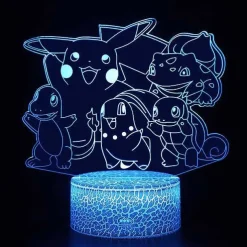Pkm.store Sonstiges Merchandise-Nachtlicht Mit Pokemon Starter Motiv, Farbwechsel Und 3D Effekt