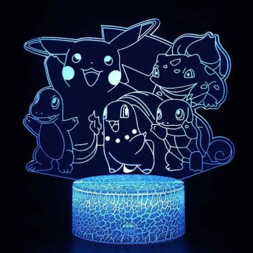 Pkm.store Sonstiges Merchandise-Nachtlicht Mit Pokemon Starter Motiv, Farbwechsel Und 3D Effekt