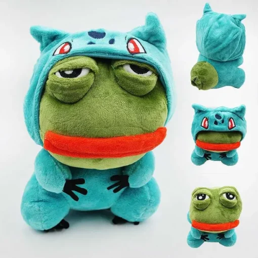 Pkm.store Pokemon Kuscheltiere-Pikachu, Glumanda, Bisasam U. A. Als Sad Frog Meme Cosplay Plusch Pokemon (Ca. 25Cm)