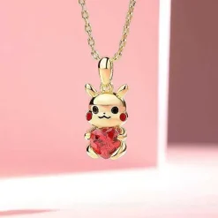 Pkm.store Pokemon Schmuck-Pikachu Mit Herz Goldkette Oder Ohrringe