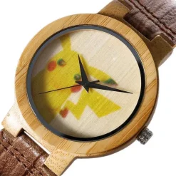 Pkm.store Uhren Und Wecker-Pikachu Pokemon Bambus Holz Armbanduhr