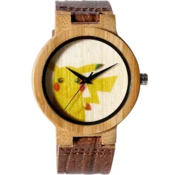 Pkm.store Uhren Und Wecker-Pikachu Pokemon Bambus Holz Armbanduhr