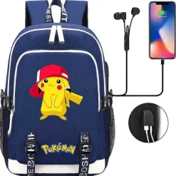 Pkm.store Rucksäcke & Taschen-Pikachu Pokemon Rucksack Mit Usb - Ideal Fur Laptops Und Fur Die Schule