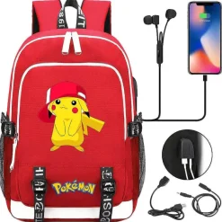 Pkm.store Rucksäcke & Taschen-Pikachu Pokemon Rucksack Mit Usb - Ideal Fur Laptops Und Fur Die Schule