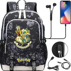 Pkm.store Rucksäcke & Taschen-Pikachu Pokemon Rucksack Mit Usb - Ideal Fur Laptops Und Fur Die Schule