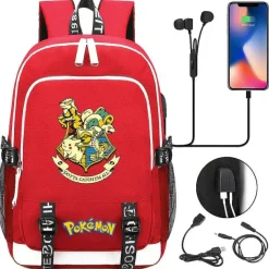 Pkm.store Rucksäcke & Taschen-Pikachu Pokemon Rucksack Mit Usb - Ideal Fur Laptops Und Fur Die Schule