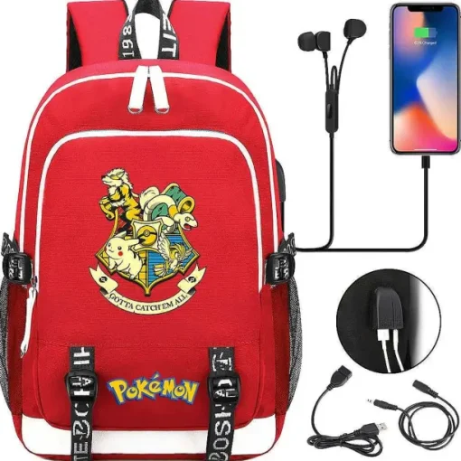 Pkm.store Rucksäcke & Taschen-Pikachu Pokemon Rucksack Mit Usb - Ideal Fur Laptops Und Fur Die Schule