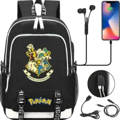 Pkm.store Rucksäcke & Taschen-Pikachu Pokemon Rucksack Mit Usb - Ideal Fur Laptops Und Fur Die Schule