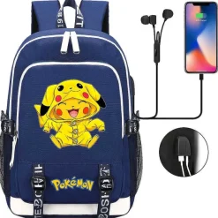 Pkm.store Rucksäcke & Taschen-Pikachu Pokemon Rucksack Mit Usb - Ideal Fur Laptops Und Fur Die Schule