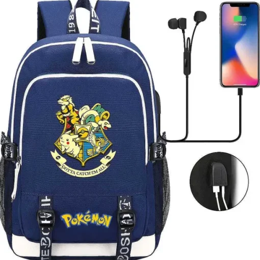 Pkm.store Rucksäcke & Taschen-Pikachu Pokemon Rucksack Mit Usb - Ideal Fur Laptops Und Fur Die Schule