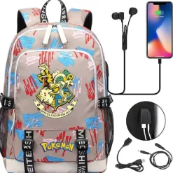 Pkm.store Rucksäcke & Taschen-Pikachu Pokemon Rucksack Mit Usb - Ideal Fur Laptops Und Fur Die Schule
