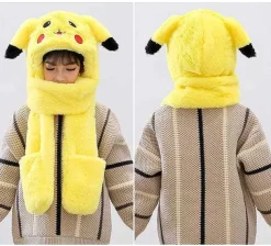 Pkm.store Herbst & Winter-Pikachu Winter Schal Mit Handschuhfach Extra Warm