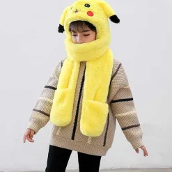 Pkm.store Herbst & Winter-Pikachu Winter Schal Mit Handschuhfach Extra Warm