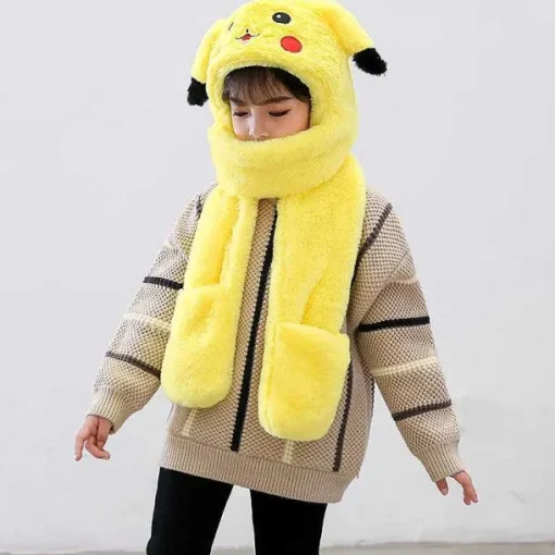 Pkm.store Herbst & Winter-Pikachu Winter Schal Mit Handschuhfach Extra Warm