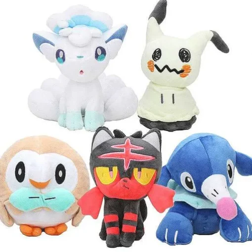Pkm.store Pokemon Kuscheltiere-Plusch Pokemon (Ca. 18-20Cm) (Litten, Rowlet, Popplio, Alola, Vulpix, Mimikyu)