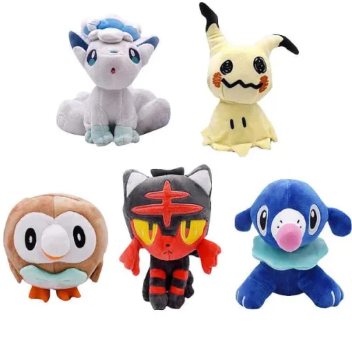 Pkm.store Pokemon Kuscheltiere-Plusch Pokemon (Ca. 18-20Cm) (Litten, Rowlet, Popplio, Alola, Vulpix, Mimikyu)