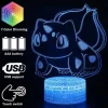 Pkm.store Pokemon Lampen & Nachtlichter-Pocket Monster Bisaknosp 3D Nachttischlampe Mit 16 Wechselnden Farben