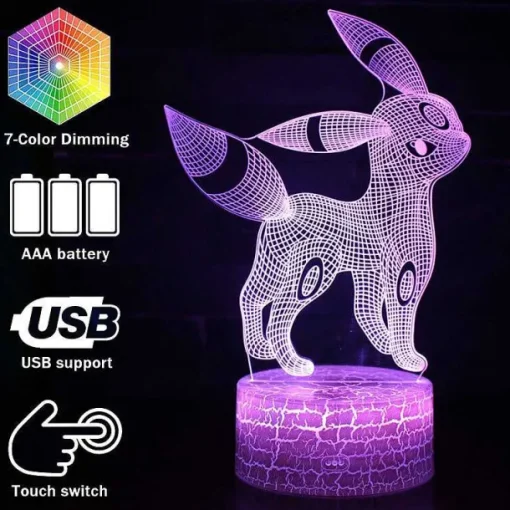 Pkm.store Pokemon Lampen & Nachtlichter-Pocket Monster Nachtara Umbreon 3D Lampe
