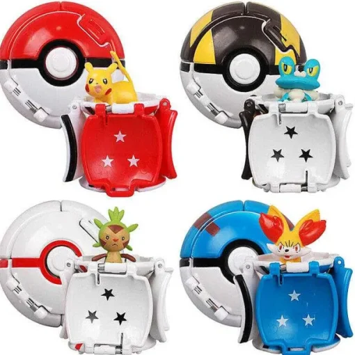 Pkm.store Pokemon Spielzeug-Poke Ball Set Mit 12 Stk. Pokebällen Und Pokemon Figuren
