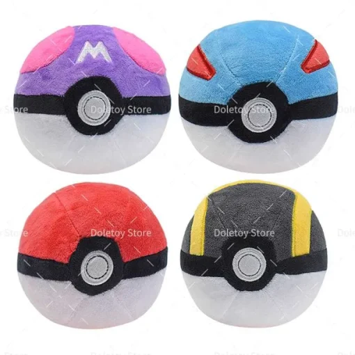 Pkm.store Pokemon Kuscheltiere-Pokeball Plusch Masterballe 4 Stk. Im Set (Ca. 12Cm)