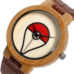 Pkm.store Uhren Und Wecker-Pokeball Pokemon Bambus Holz Armbanduhr