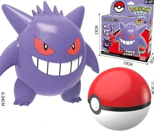 Pkm.store Pokemon Spielzeug-Pokeball Spielzeug Mit Figur (Gengar, Pikachu, Glumanda, Bisasam, Schiggy, Enton, Mew, Evoli Etc.)