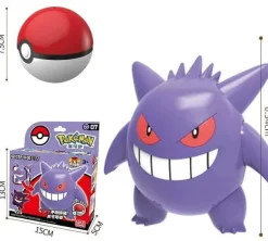 Pkm.store Pokemon Spielzeug-Pokeball Spielzeug Mit Figur (Gengar, Pikachu, Glumanda, Bisasam, Schiggy, Enton, Mew, Evoli Etc.)