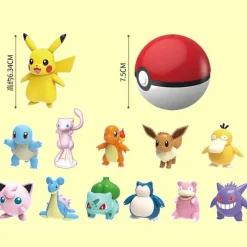Pkm.store Pokemon Spielzeug-Pokeball Spielzeug Mit Figur (Gengar, Pikachu, Glumanda, Bisasam, Schiggy, Enton, Mew, Evoli Etc.)
