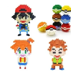 Pkm.store Pokemon Bausteine-Pokemon Ash Ketchum, Pokeball Baustein Set (4 Motive Zur Auswahl)