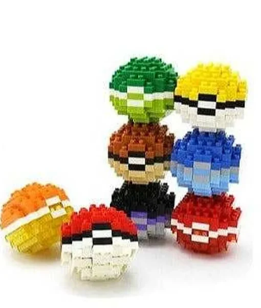 Pkm.store Pokemon Bausteine-Pokemon Ash Ketchum, Pokeball Baustein Set (4 Motive Zur Auswahl)