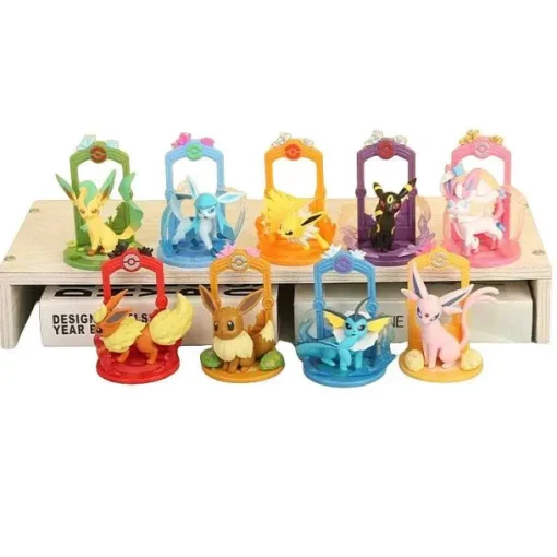 Pkm.store Pokemon Figuren-Pokemon Eeveelution Figuren Set (9 Stk.) Evoli, Sylveon Espeon Glaceon Leafeon Etc.