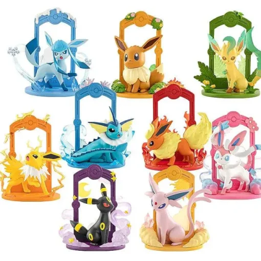 Pkm.store Pokemon Figuren-Pokemon Eeveelution Figuren Set (9 Stk.) Evoli, Sylveon Espeon Glaceon Leafeon Etc.