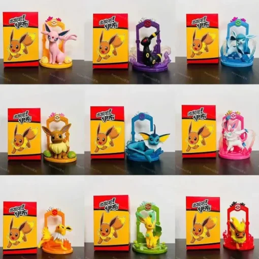 Pkm.store Pokemon Figuren-Pokemon Eeveelution Figuren Set (9 Stk.) Evoli, Sylveon Espeon Glaceon Leafeon Etc.