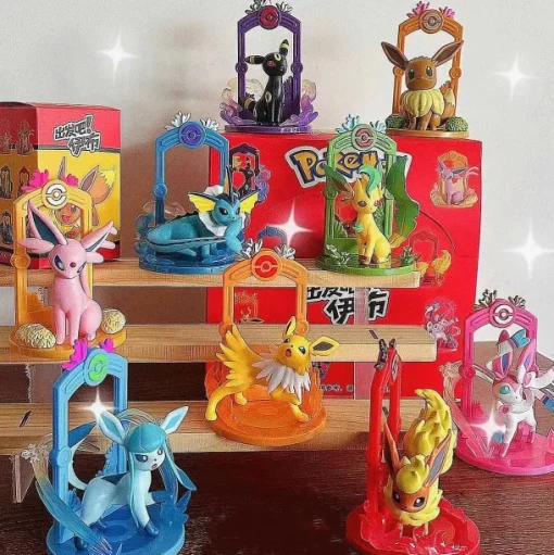 Pkm.store Pokemon Figuren-Pokemon Eeveelution Figuren Set (9 Stk.) Evoli, Sylveon Espeon Glaceon Leafeon Etc.