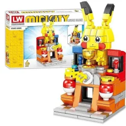 Pkm.store Pokemon Bausteine-Pokemon Enton, Pikachu, Schiggy, Evoli 4In1 Strasen Baustein Set