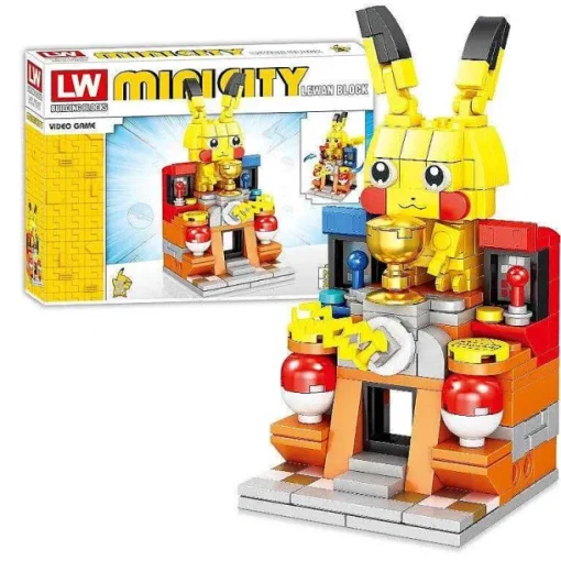 Pkm.store Pokemon Bausteine-Pokemon Enton, Pikachu, Schiggy, Evoli 4In1 Strasen Baustein Set