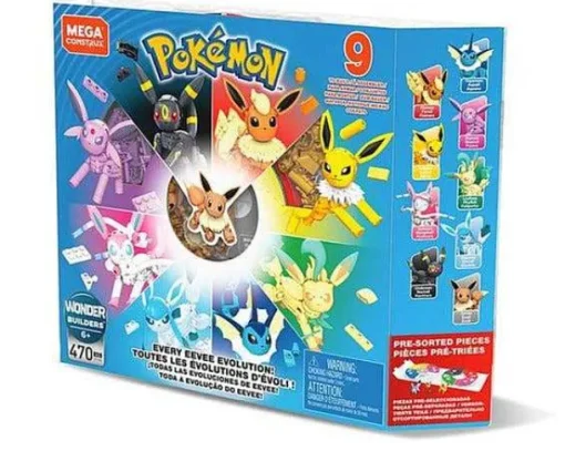 Pkm.store Pokemon Bausteine-Pokemon Evoli Legendares Evolitionsset Mit 9 Figuren Mit 470 Bausteinen, Spielzeug