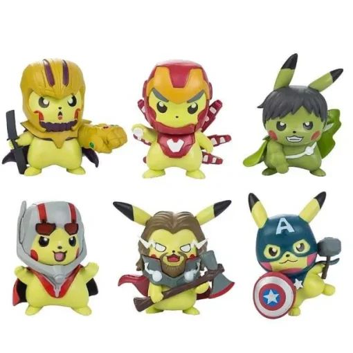 Pkm.store Pokemon Figuren-Pokemon Figuren - Pikachu Cosplay Als Captain America Iron Man Hulk Thanos Ant Man Thor (Ca. 10Cm)