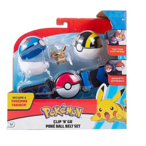 Pkm.store Pokemon Spielzeug-Pokemon Gurtelclip 'N' Carry Pokeball Evoli Eevee