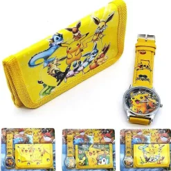 Pkm.store Sonstiges Merchandise-Pokemon Kinder Armbanduhr Mit Kinder Portmonee Set