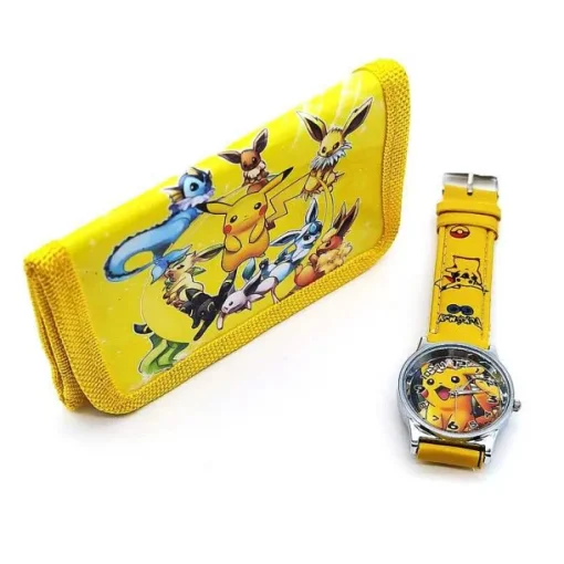 Pkm.store Sonstiges Merchandise-Pokemon Kinder Armbanduhr Mit Kinder Portmonee Set