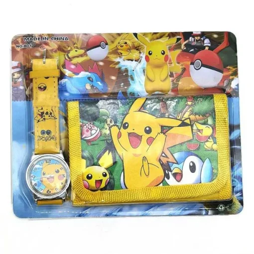 Pkm.store Sonstiges Merchandise-Pokemon Kinder Armbanduhr Mit Kinder Portmonee Set