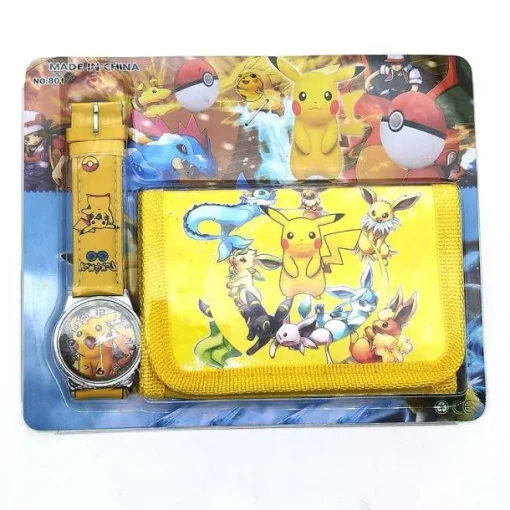 Pkm.store Sonstiges Merchandise-Pokemon Kinder Armbanduhr Mit Kinder Portmonee Set