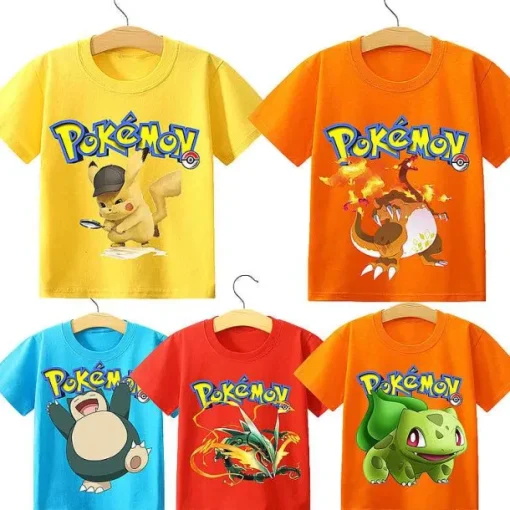 Pkm.store Sommer-Pokemon Kinder Pikachu T-Shirt Fur Den Sommer Viele Motive
