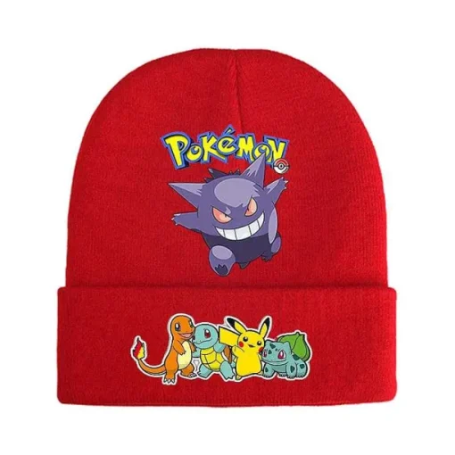 Pkm.store Herbst & Winter-Pokemon Mützen Im Roten Winter Look - Viele Motive
