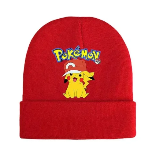 Pkm.store Herbst & Winter-Pokemon Mützen Im Roten Winter Look - Viele Motive