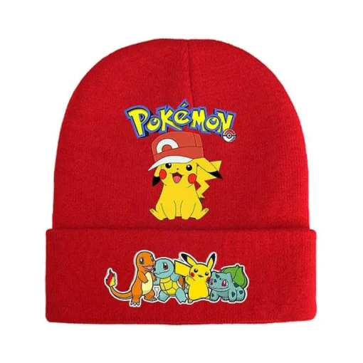 Pkm.store Herbst & Winter-Pokemon Mützen Im Roten Winter Look - Viele Motive