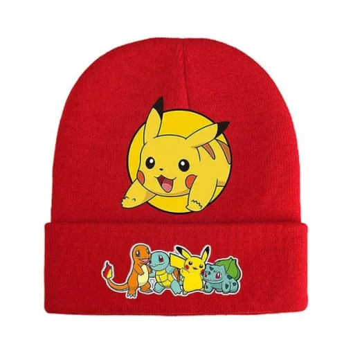 Pkm.store Herbst & Winter-Pokemon Mützen Im Roten Winter Look - Viele Motive