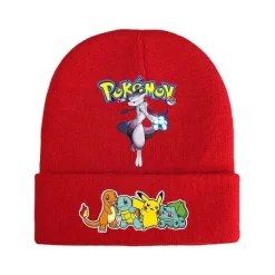 Pkm.store Herbst & Winter-Pokemon Mützen Im Roten Winter Look - Viele Motive